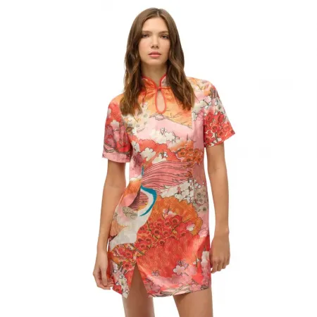 슈퍼드라이 Mandarin Jacquard 짧은 원피스 142380887