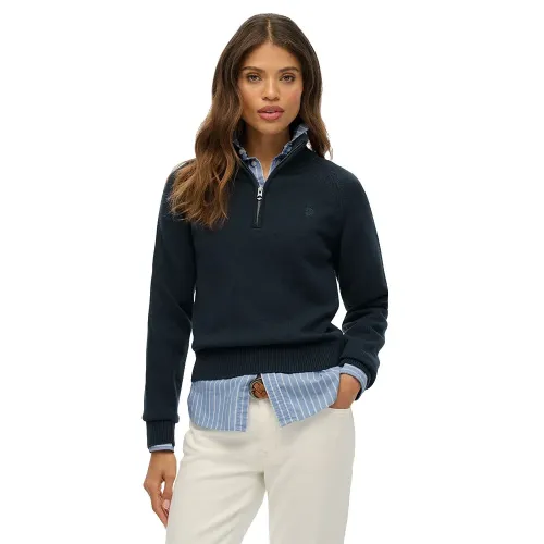 슈퍼드라이 에센셜 슬림 Knit 하프 지퍼 스웨터 142576293