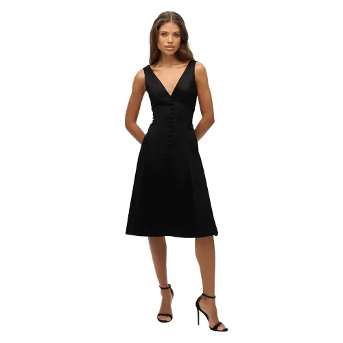 슈퍼드라이 LBD Satin 브이넥 나시 미디 원피스 142576323
