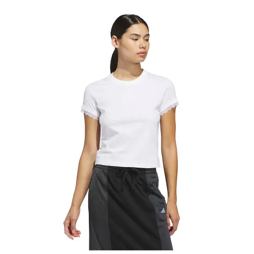 아디다스 Outlined 로고 그래픽 Lace On Sleeve Hems 그래픽 반팔 티셔츠 142666954