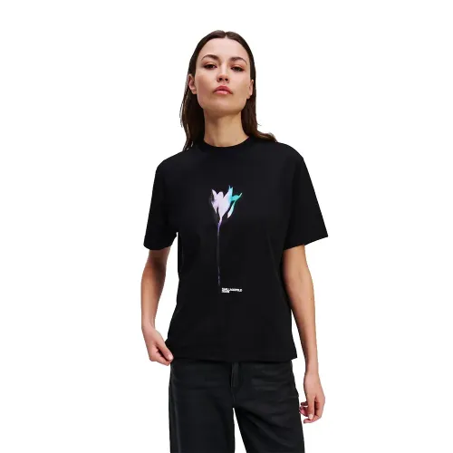 KARL LAGERFELD JEANS A3W17041 레큘러 F로우er Colour 반팔 티셔츠 142685350