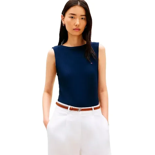 타미힐피거 5x2 Rib Boat 슬림 핏 나시 티셔츠 142758095