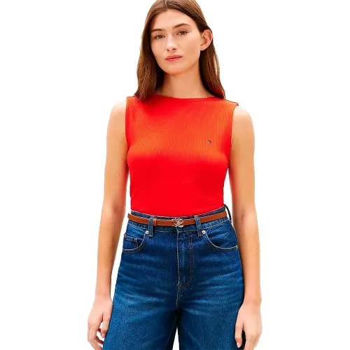 타미힐피거 5x2 Rib Boat 슬림 핏 나시 티셔츠 142758096