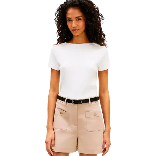 타미힐피거 Gold Button 슬림 핏 반팔 티셔츠 142758202