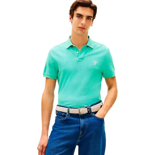 타미힐피거 TH Script 레귤러 핏 반팔 폴로 셔츠 142758267