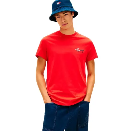 타미힐피거 Sign Chest Slim 핏 반팔 티셔츠 142758591