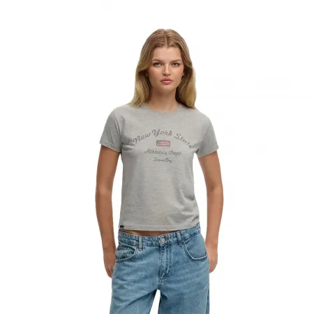 슈퍼드라이 Athletic 에센셜 Fitted 그래픽 반팔 티셔츠 142784570