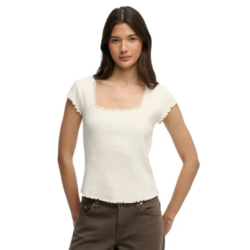 슈퍼드라이 Athletic 에센셜 Square Neck 반팔 티셔츠 142784589