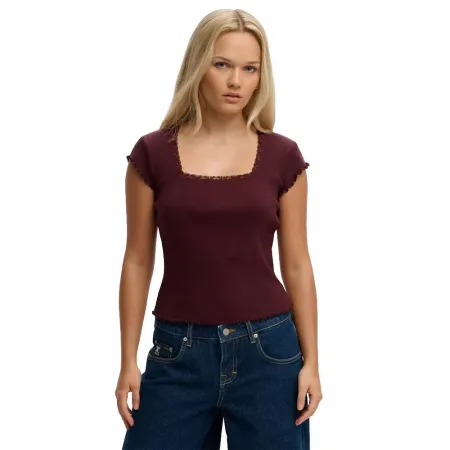 슈퍼드라이 Athletic 에센셜 Square Neck 반팔 티셔츠 142784590