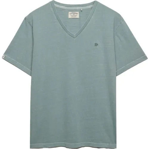 슈퍼드라이 클래식 코튼 Linen Vee 반팔 V넥 티셔츠 142784645