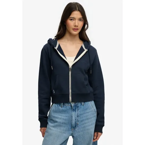 슈퍼드라이 에센셜 로고 Cropped 풀지퍼 스웨터 142784769