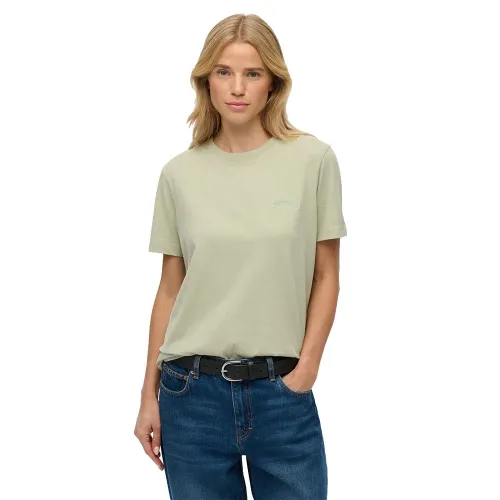 슈퍼드라이 에센셜 로고 엠브로이더드 반팔 티셔츠 142784786