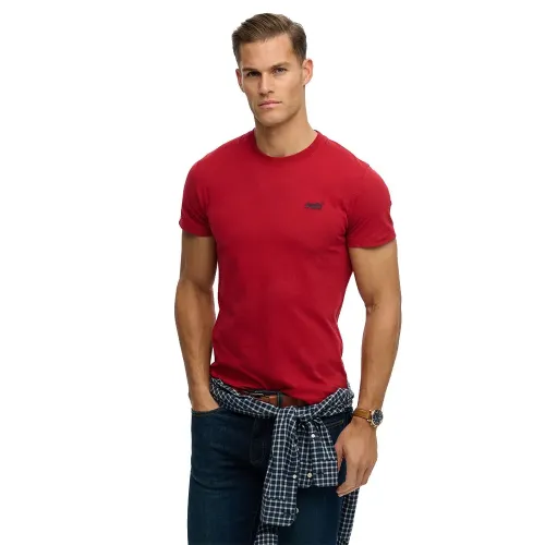 슈퍼드라이 에센셜 로고 엠브로이더드 반팔 티셔츠 142784788