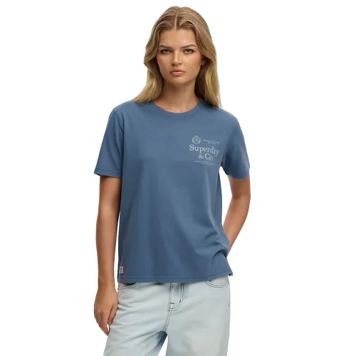 슈퍼드라이 Luxe 캐주얼 Relaxed 핏 반팔 티셔츠 142784946