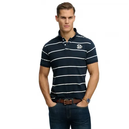 슈퍼드라이 빈티지 Stripe 저지 반팔 폴로 셔츠 142785278