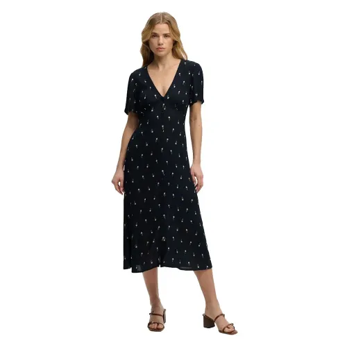 슈퍼드라이 Print Button Tea 반팔 미디 원피스 142797805