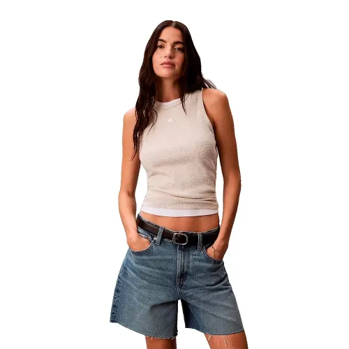 캘빈클라인 Monogram 패치 Waffle 레이서 나시 티셔츠 142872089