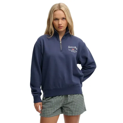 슈퍼드라이 Athletic 에센셜 그래픽 하프 지퍼 스웨터 142979766