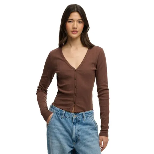 슈퍼드라이 Athletic 에센셜 Pointelle 카디건 142979767