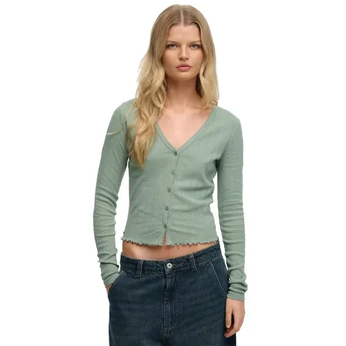 슈퍼드라이 Athletic 에센셜 Pointelle 카디건 142979769