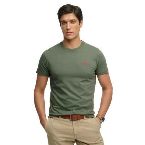 슈퍼드라이 에센셜 Stacked 로고 엠브로이더드 반팔 티셔츠 142979814