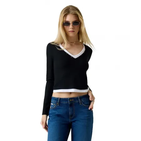 게스 W6RP31KD072 긴팔 V넥 티셔츠 143030222