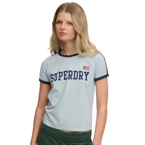 슈퍼드라이 Athletic 에센셜 Stripe 반팔 티셔츠 143062957