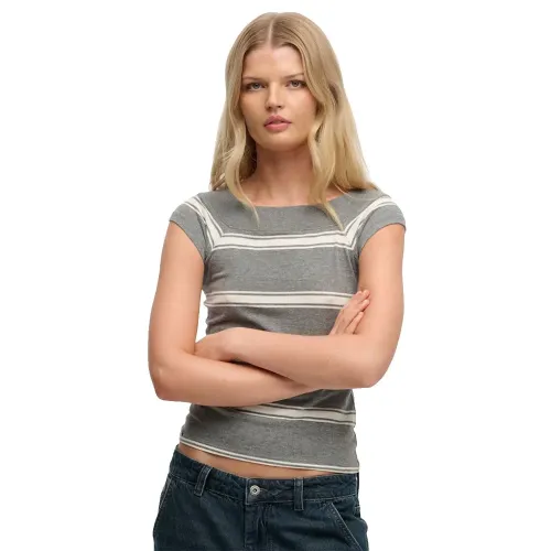 슈퍼드라이 Athletic Off 숄더 Pattern 반팔 셔츠 143062965