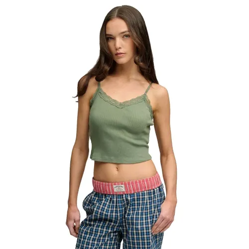 슈퍼드라이 에센셜 Lace Trim Crop Cami 나시 상의 143062994