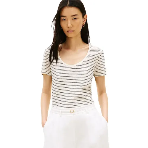 타미힐피거 WW0WW48705 린넨 반팔 티셔츠 143240700