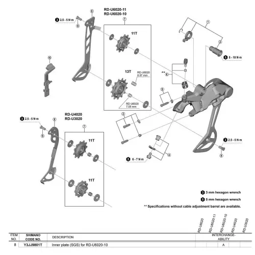 시마노 Cues RD U6020 10 내부 케이지 플레이트 3142675252