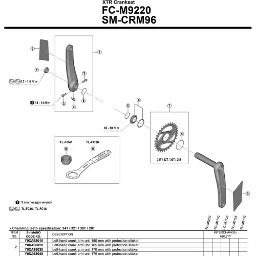 시마노 FC-M9220 Y0XA98040 왼쪽 크랭크 3142845406