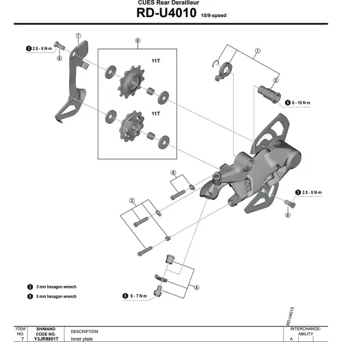 시마노 RD-U4010 Y3JR9801T 내부 케이지 플레이트 3142845463