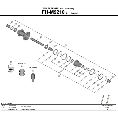 시마노 WH-M9220-TL-R12-B-29 Y3KG98010 허브 축 3142845496